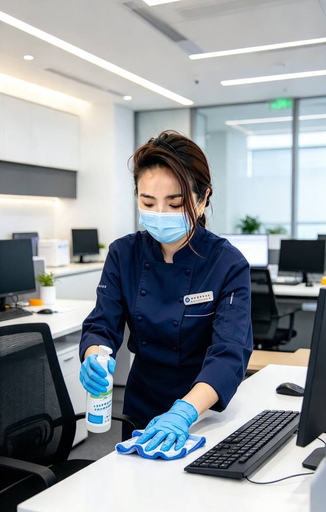 Illustrative image: Office desk and computer cleaning