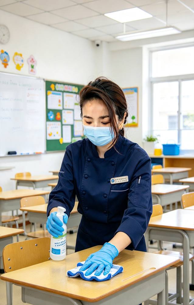 Illustrative image: School desk cleaning