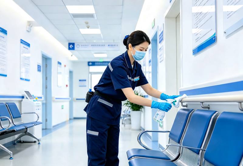 Illustrative image: Hospital corridor sanitising